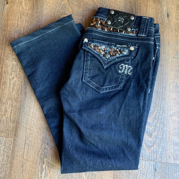 Women's Miss Me Jeans Easy Boot Rhinestone Flap Sequins Sz 28 **HEMMED to 28.5 - Picture 6 of 11
